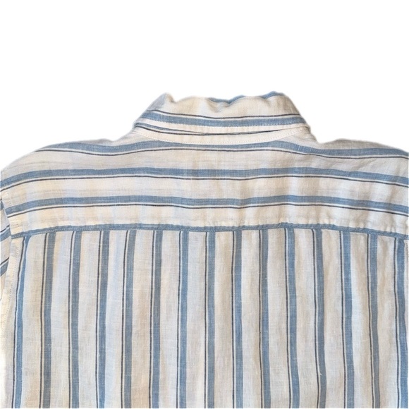 Abercrombie & Fitch Men's Striped Button Down Shirt - Blue and White - Picture 6 of 6